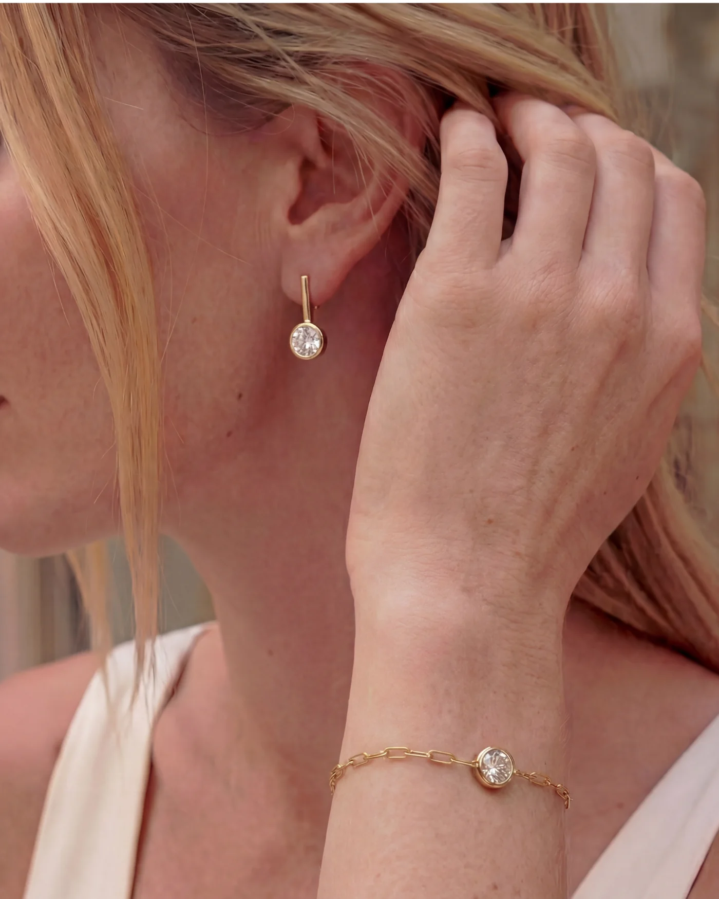 Ava Bar Stud Earrings in Diamond - Image 3