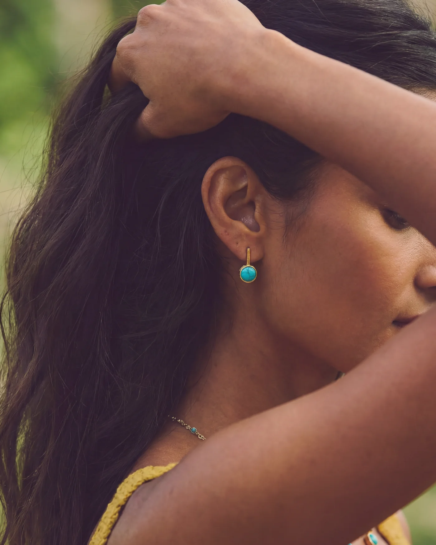 Ava Bar Stud Earrings in Turquoise - Image 3