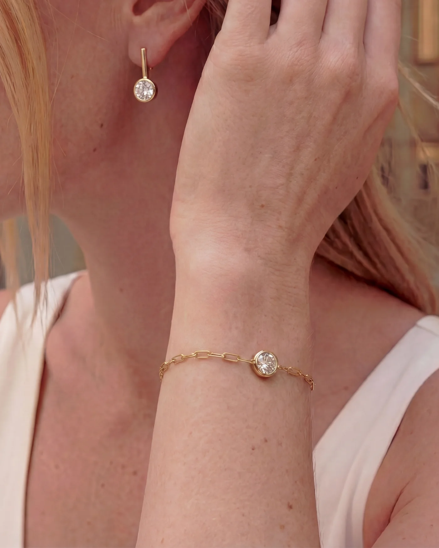 Ava Paperclip Bracelet in Diamond - Image 2