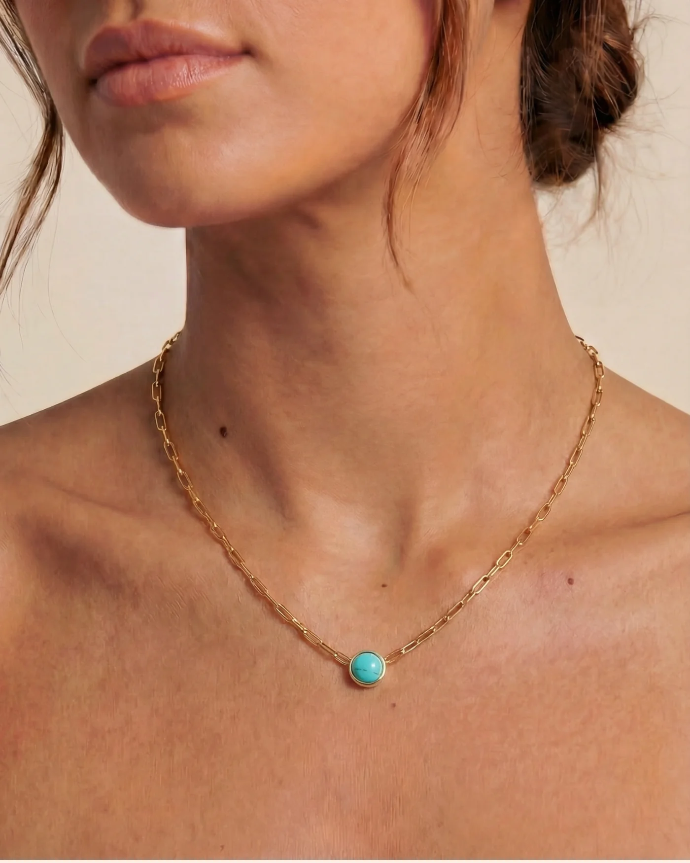 Ava Paperclip Necklace in Turquoise - Image 2