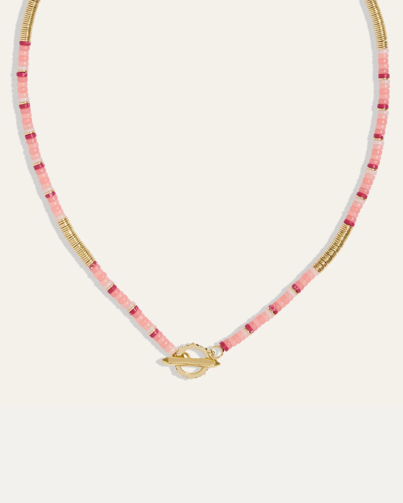 Boho Beaded Pink Toggle Necklace