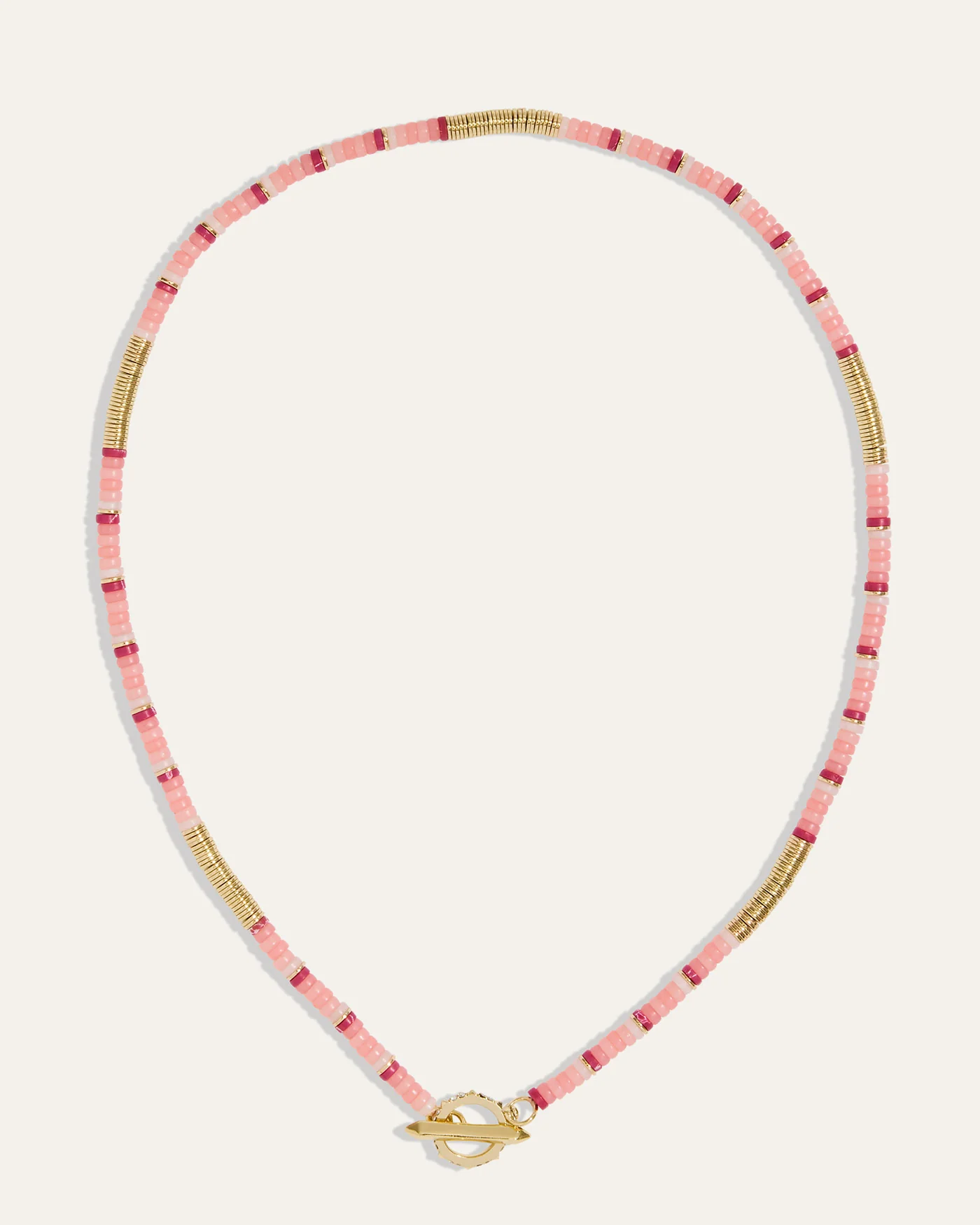 Boho Beaded Pink Toggle Necklace - Image 3