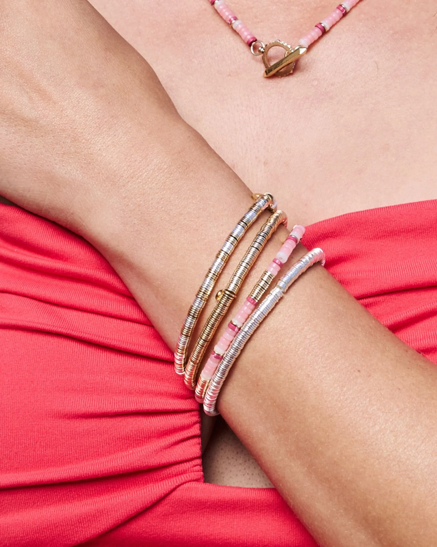 Boho Beaded Stretch Bracelet |Gold - Image 2