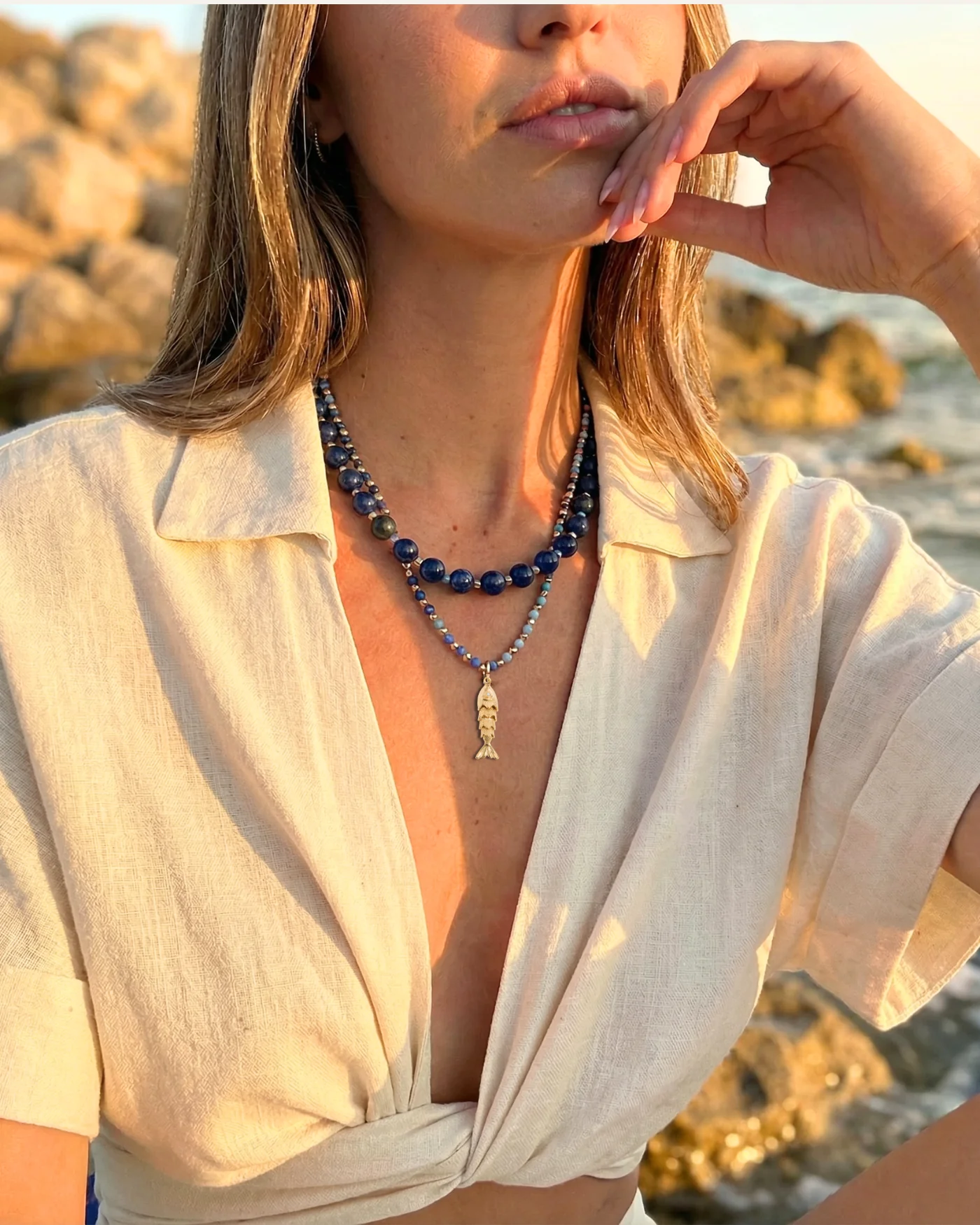 Dot Necklace in Lapis - Image 3