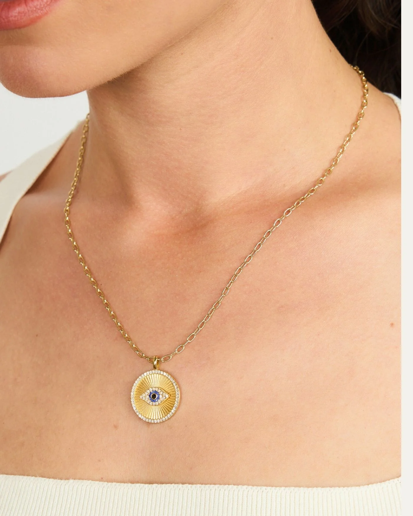 Evil Eye Medallion Necklace - Image 4
