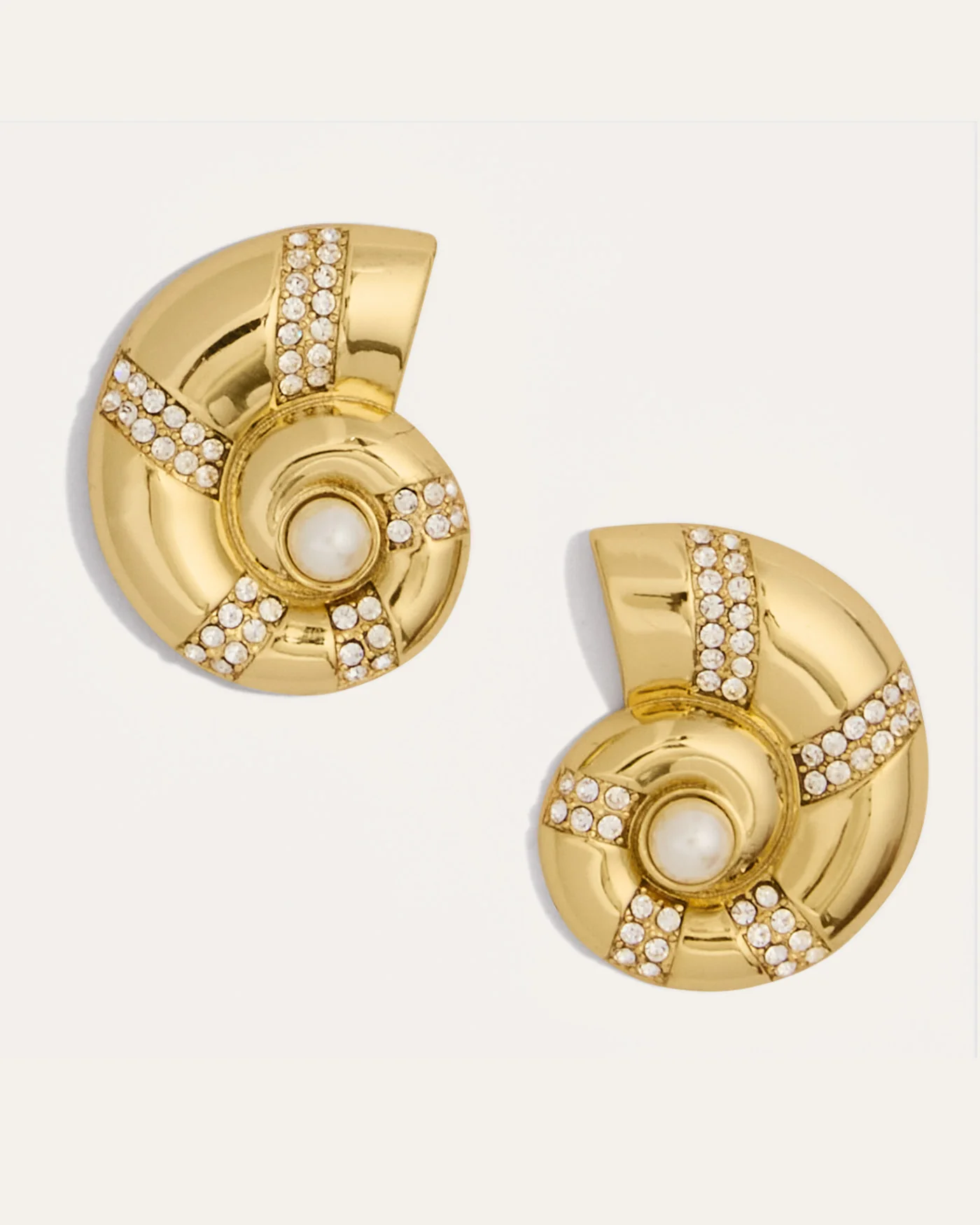 Nautilus Gold and Pearl Shell Stud Earrings