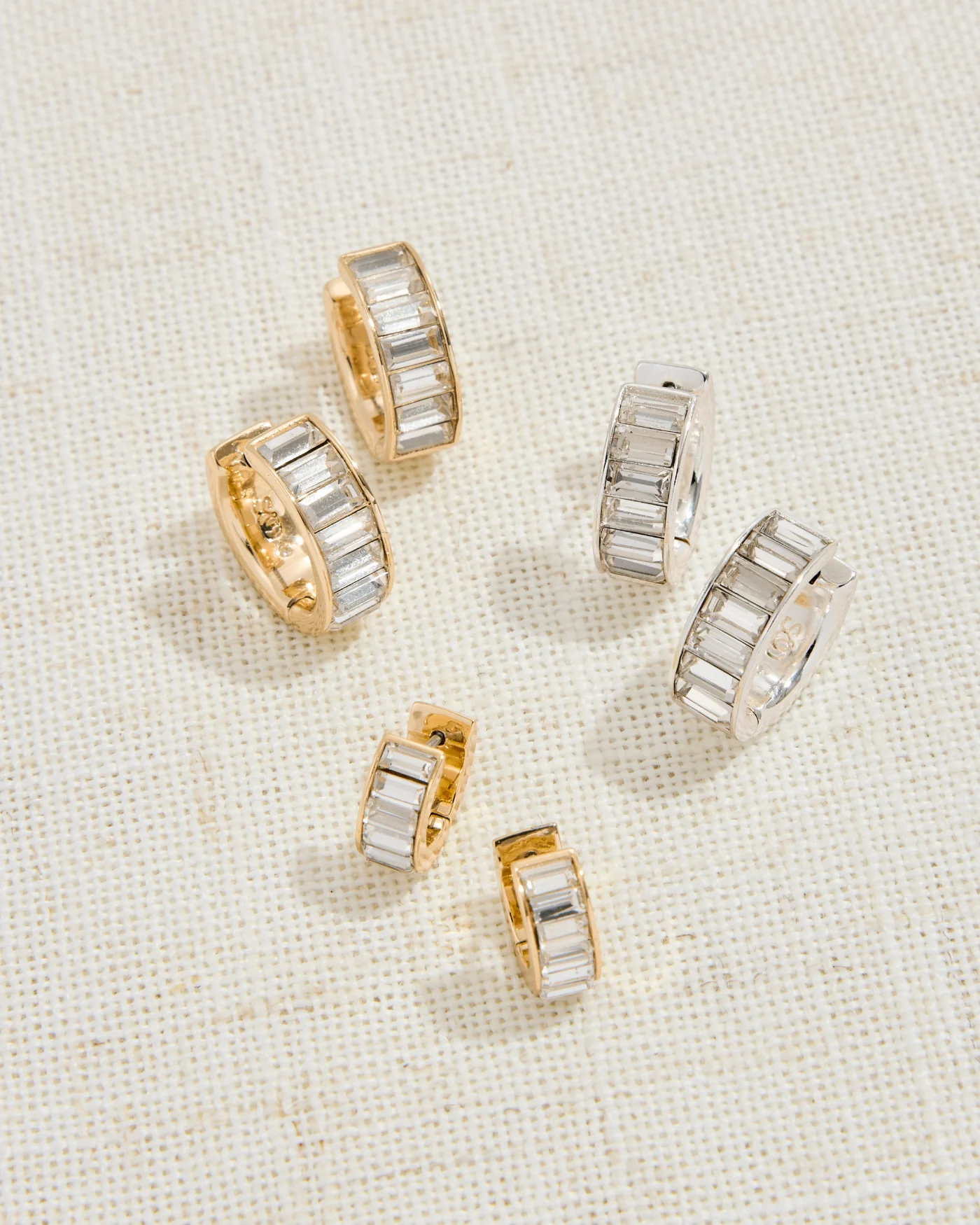 Mini Channel Set Huggie Earrings - Image 3