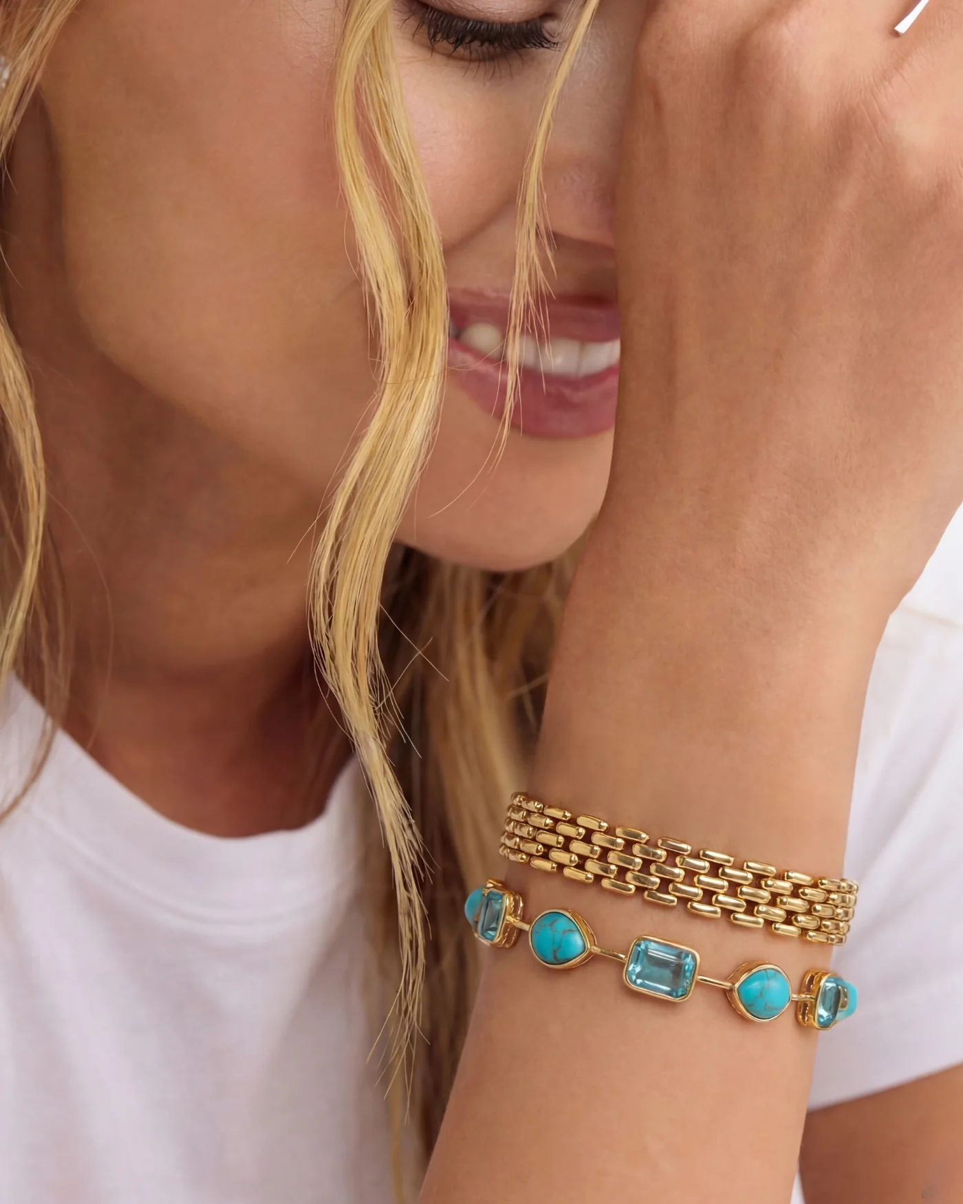 Naomie Tennis Bracelet in Turquoise - Image 3