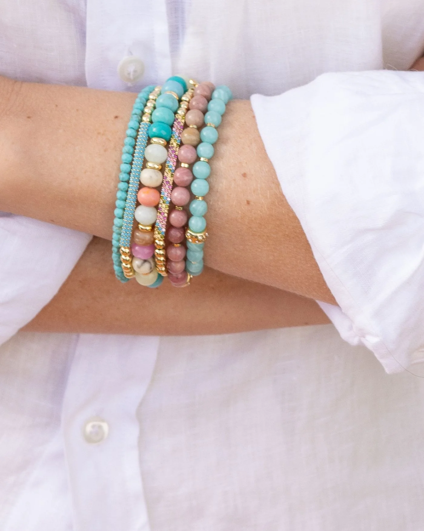 Pastel Beaded Candy Stretch Bracelet - Image 3