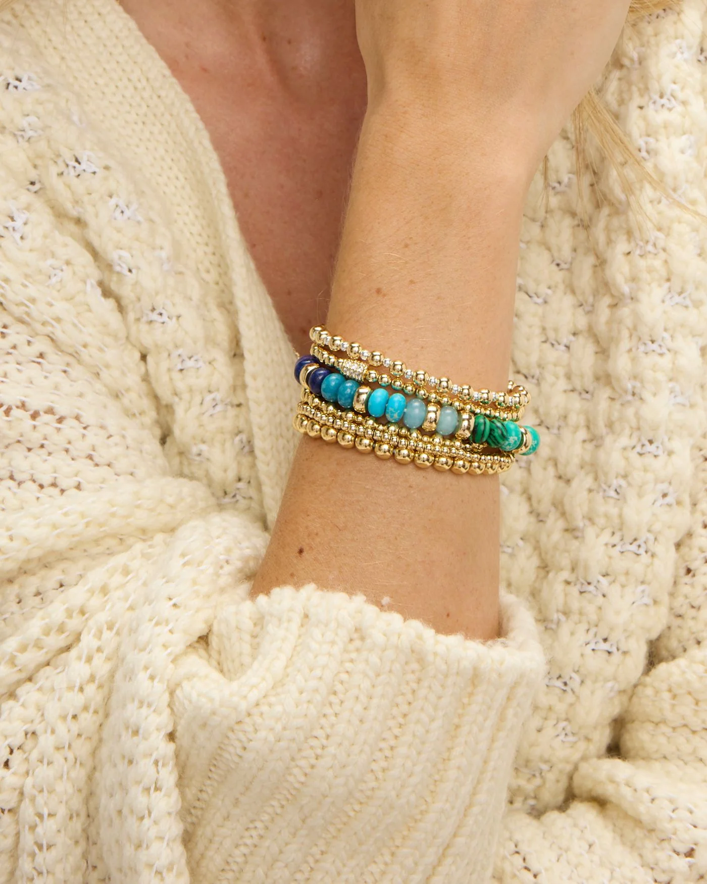 Rainbow Beaded Candy Stretch Bracelet - Image 2