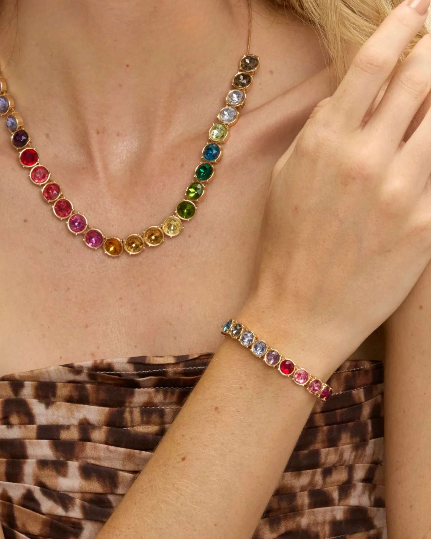 Rainbow Crystal Stretch Bracelet - Image 2