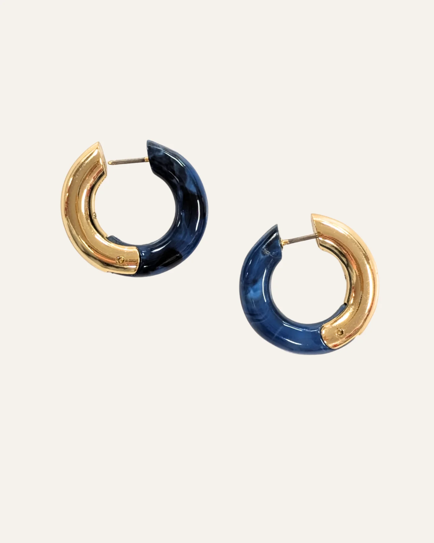 Blue Enamel Reversible Huggie Earrings