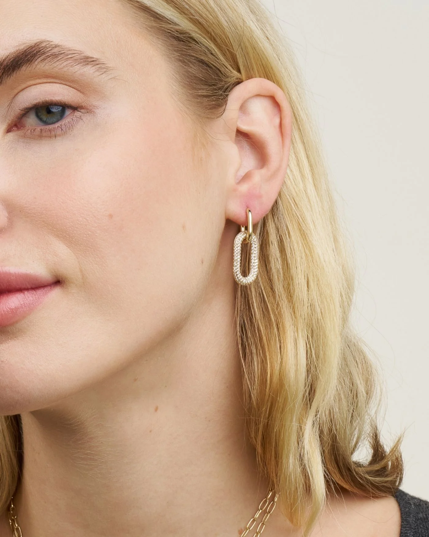 Reversible Pavé Link Earrings | Silver - Image 2