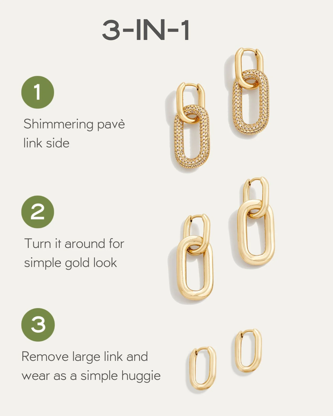 Reversible Pavé Link Earrings | Silver - Image 4