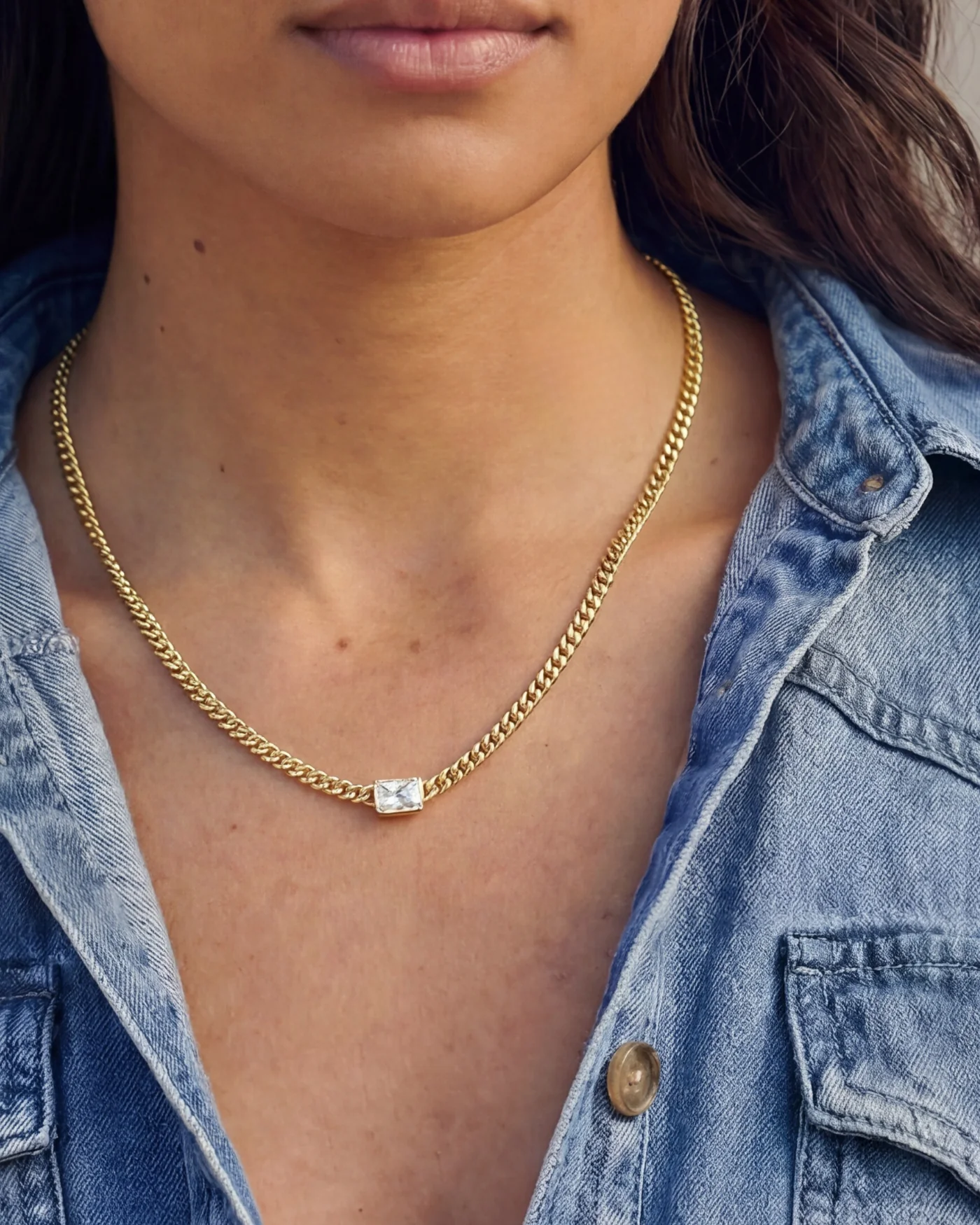 Small Bezel Station Necklace - Image 3