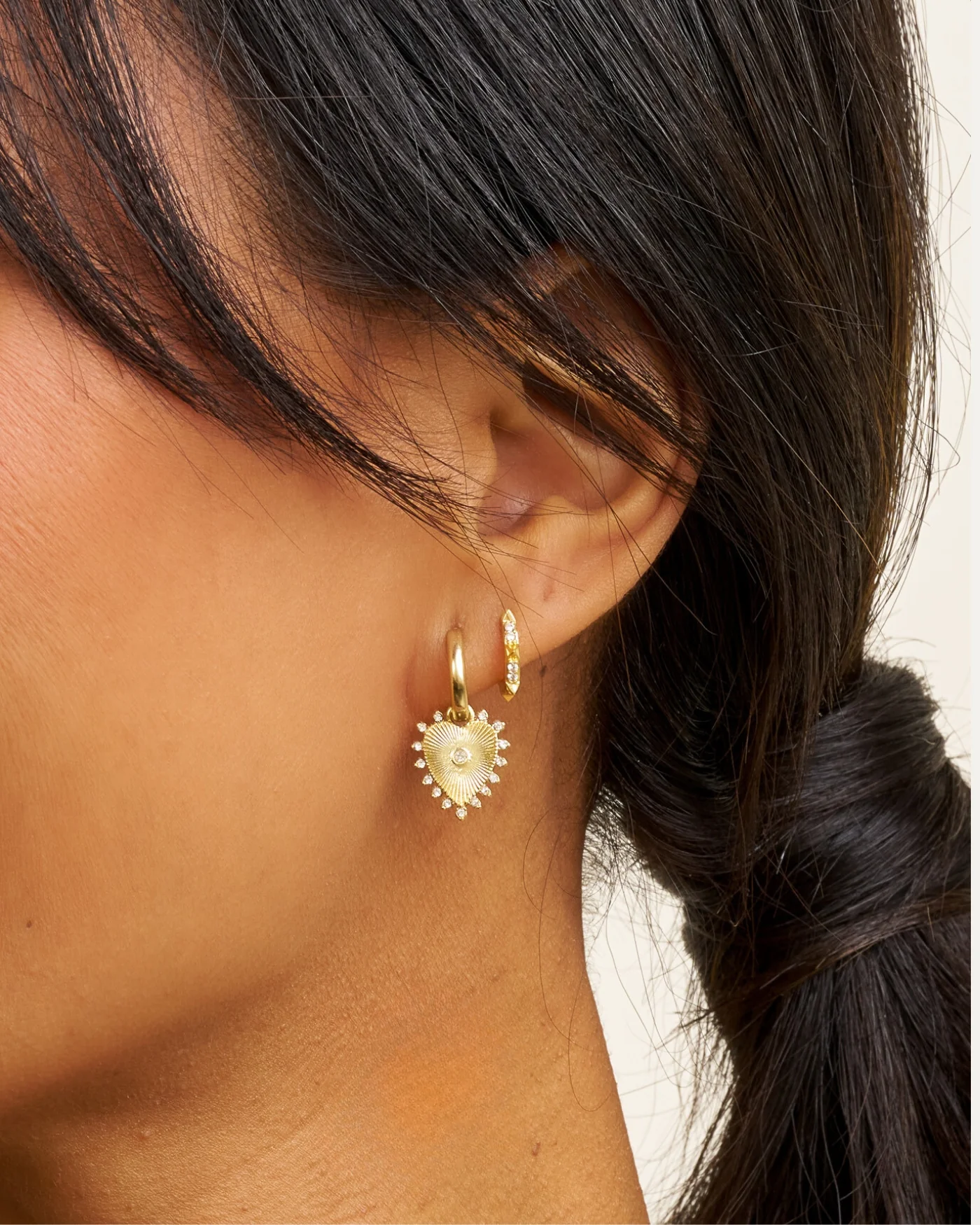 Stevie Heart Huggie Earrings - Image 3