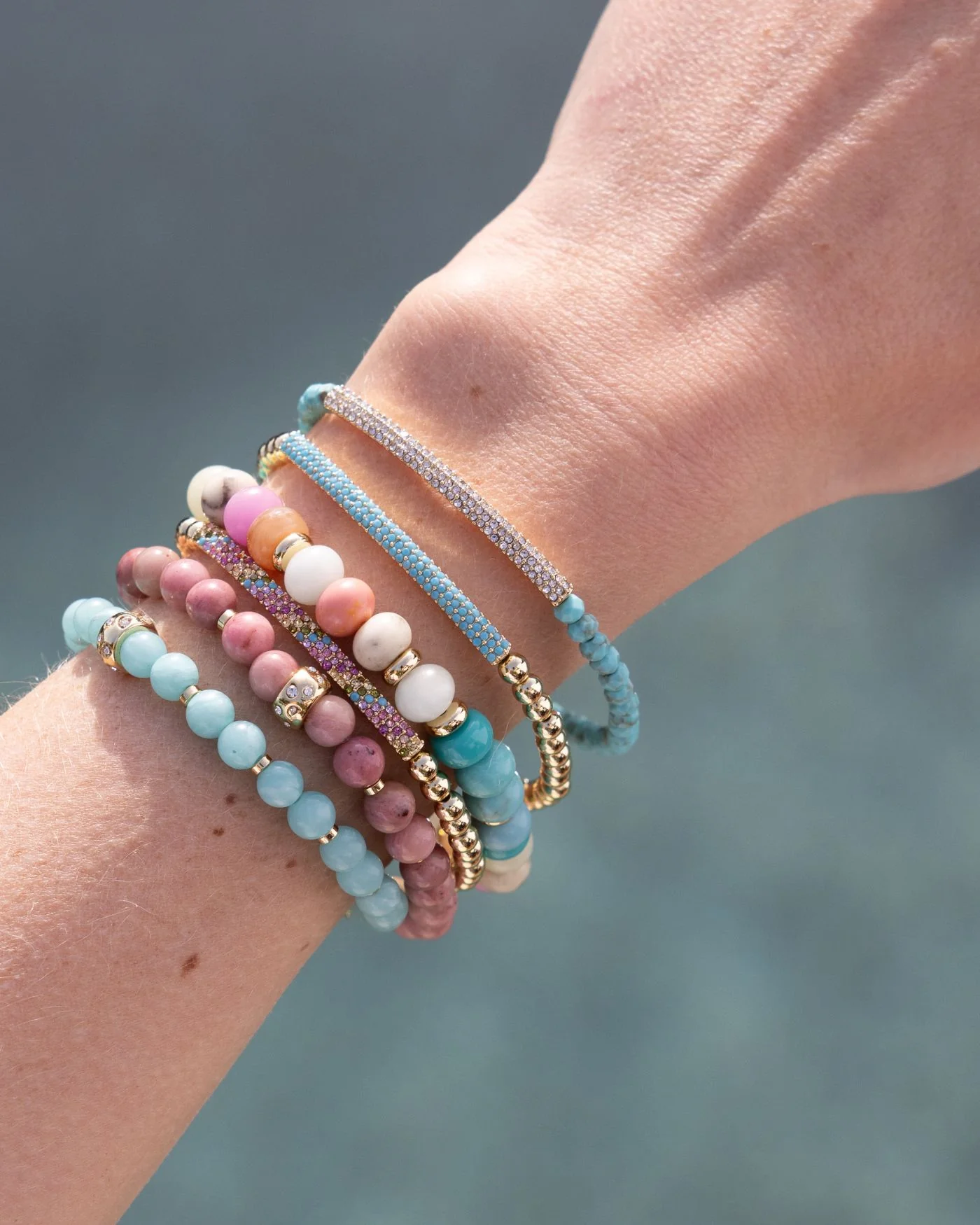 Tribute Beaded Stretch Bracelet | Turquoise Gemstone Beads - Image 4